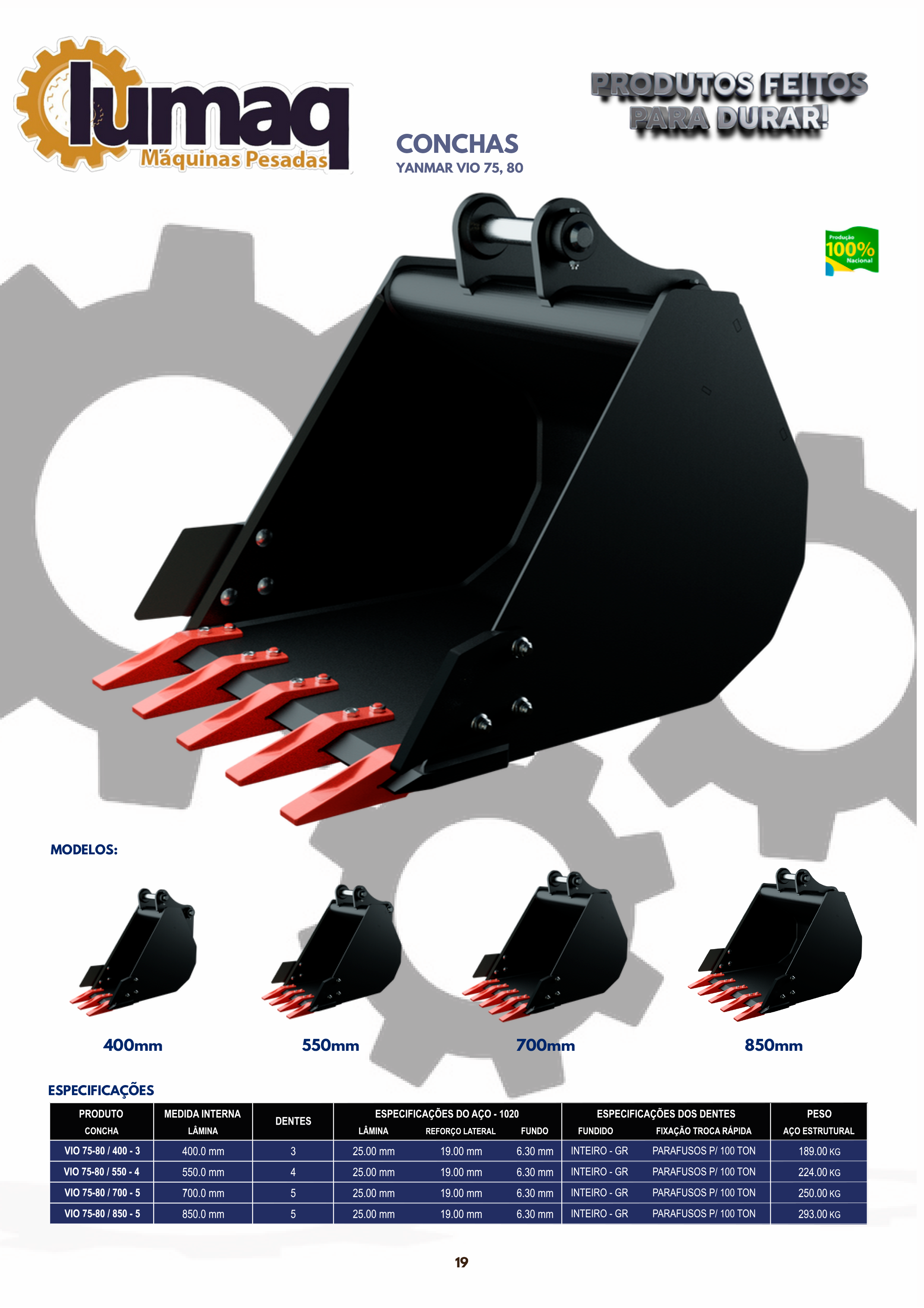 Conchas Yanmar V10 75, 80